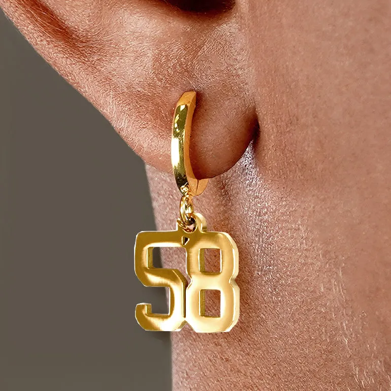 58 Number Earring - Gold Plated Stainless Steel