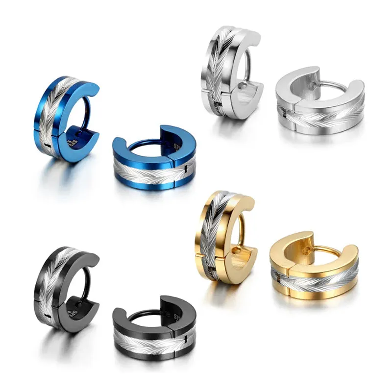 8PCS Stainless Steel Men Women Hoop Earrings Huggie Ear Plug Hypoallergenic