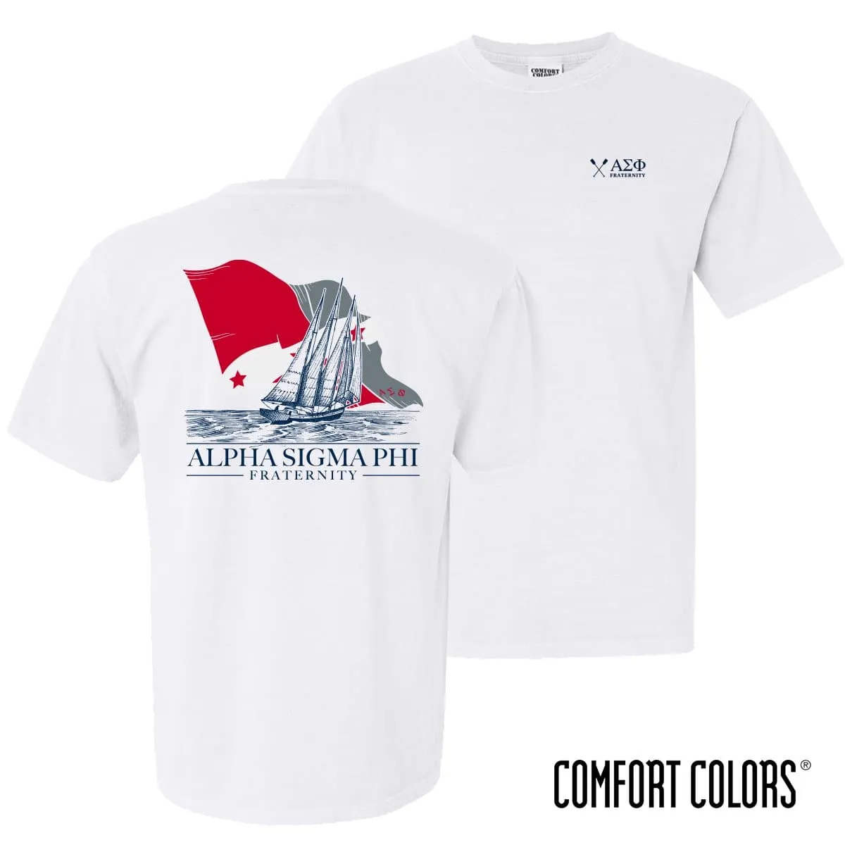 Alpha Sig Comfort Colors White Seafarer Short Sleeve Tee