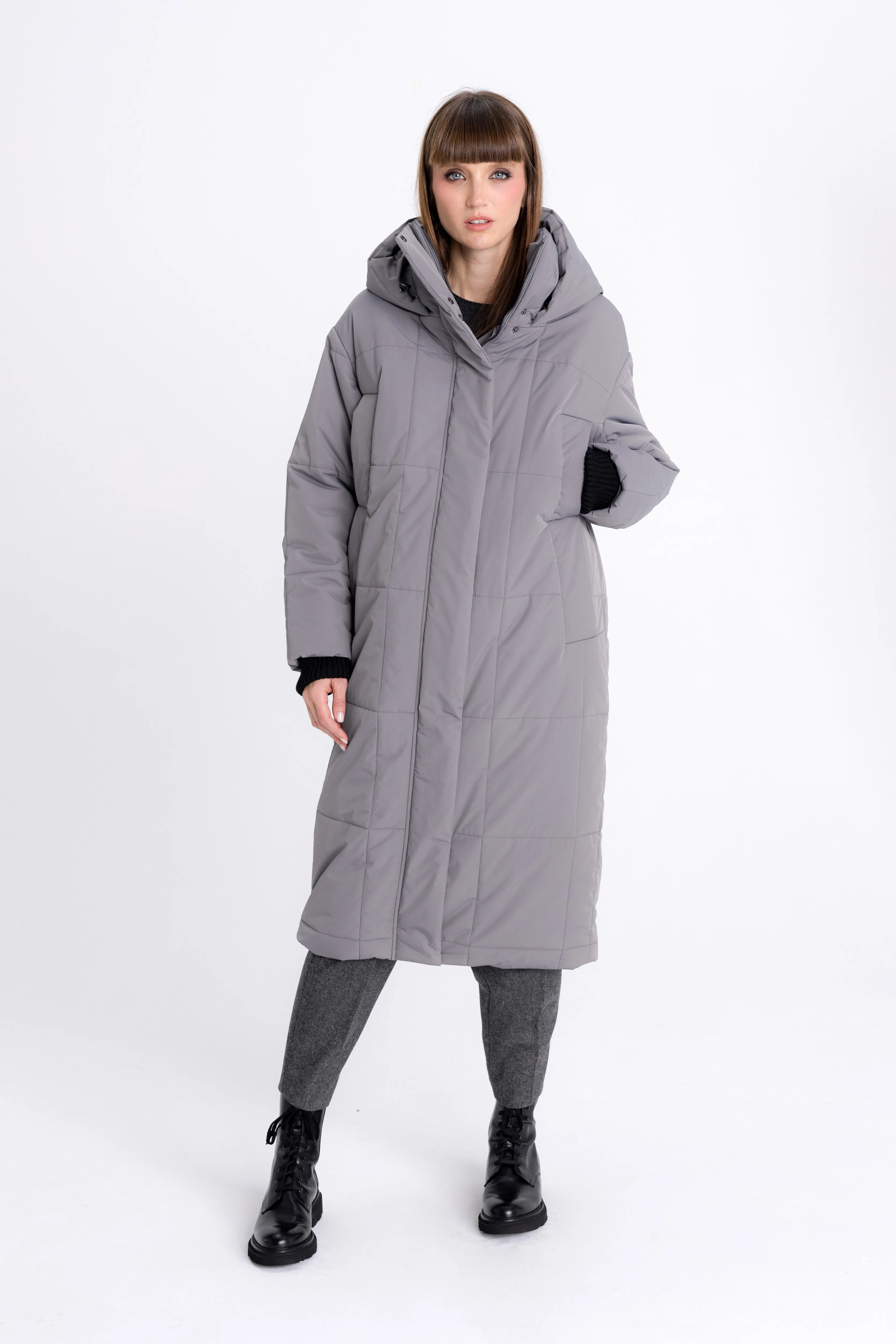 ANTHRACITE PADDED COAT WITH HOOD