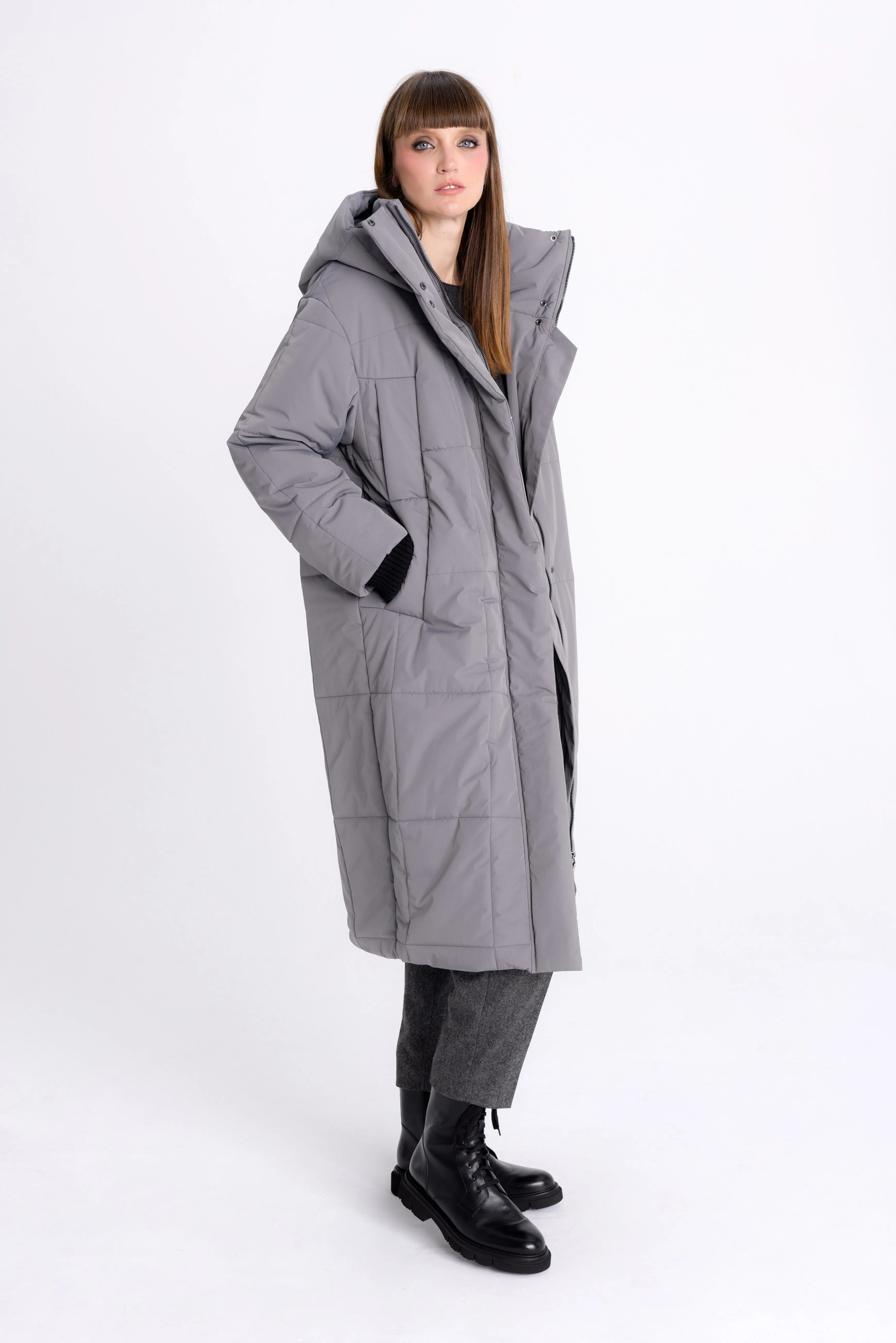 ANTHRACITE PADDED COAT WITH HOOD