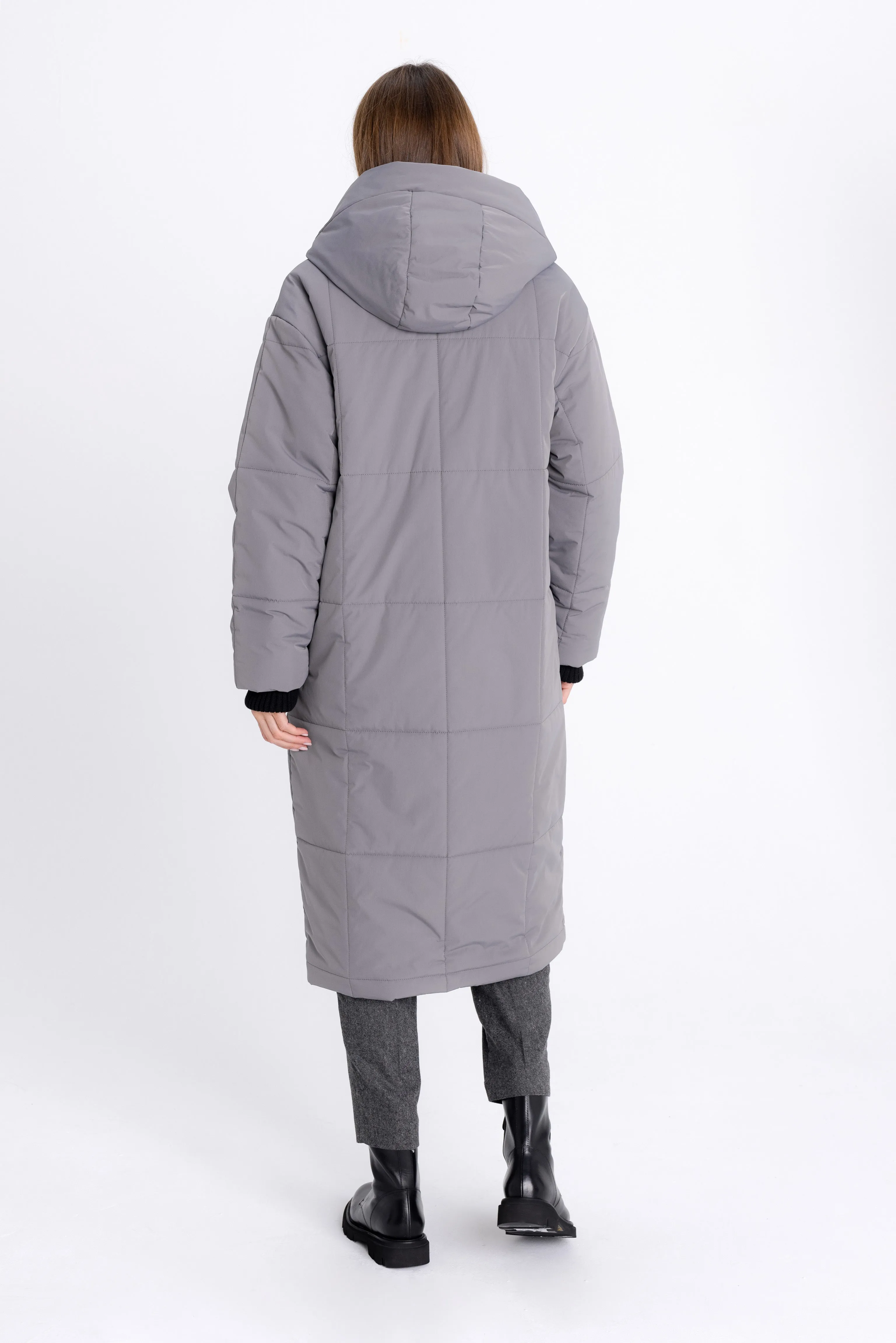 ANTHRACITE PADDED COAT WITH HOOD