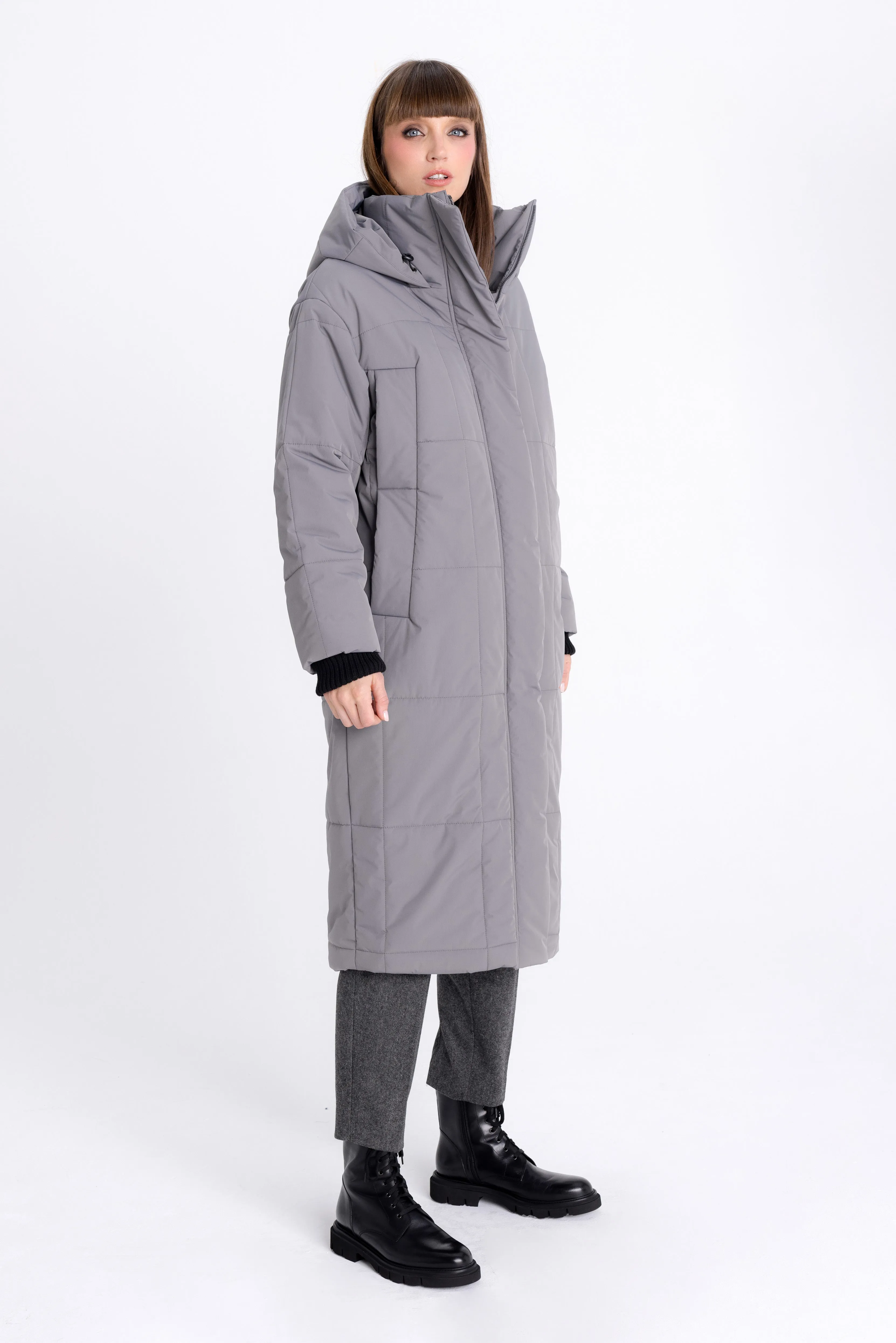 ANTHRACITE PADDED COAT WITH HOOD