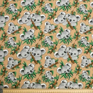 Australiana/Aboriginal Inspired Cotton Prints Design - Koala on Beige