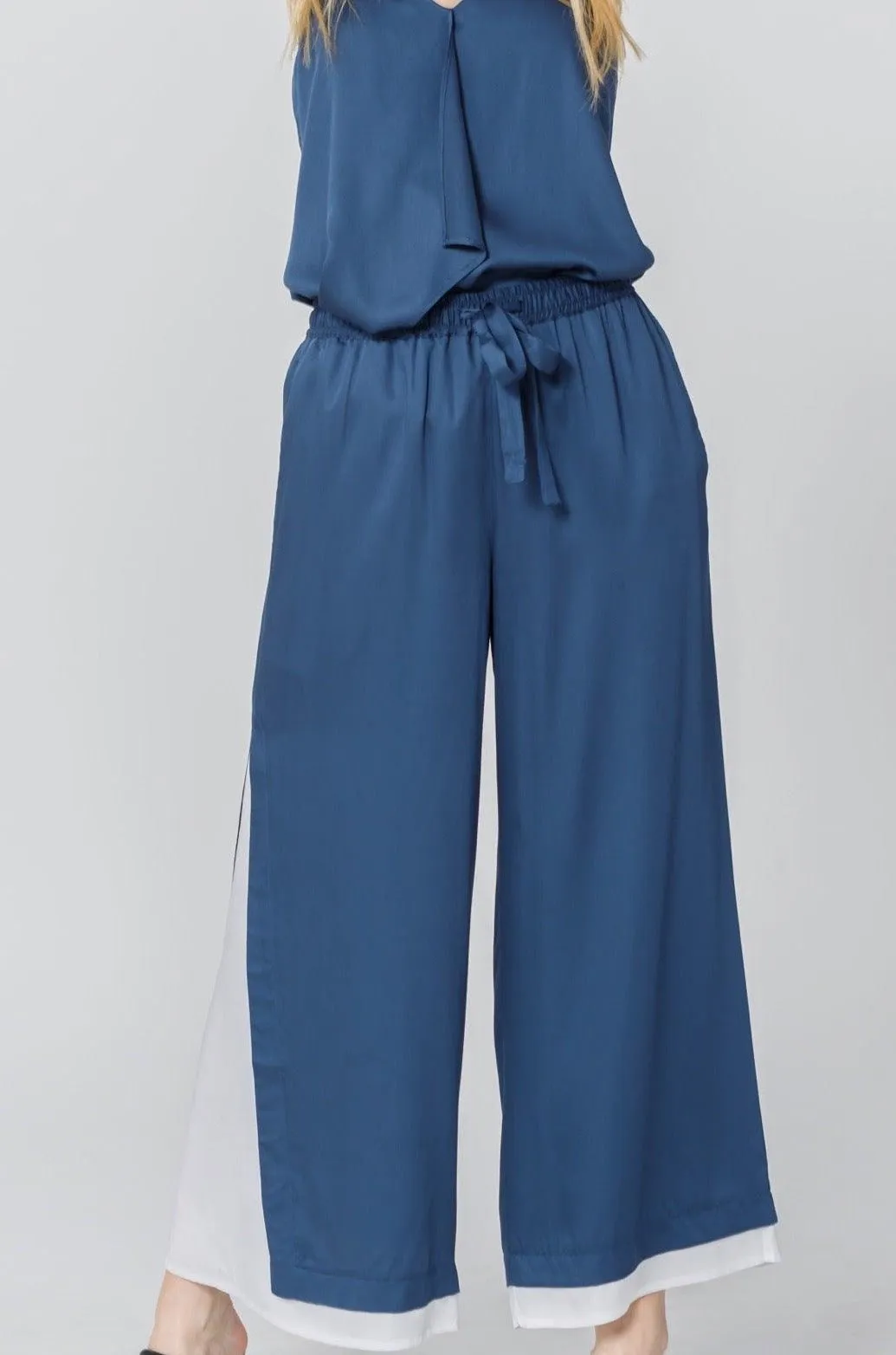 Bamboo Viscose Wide Leg Side Panel Pants