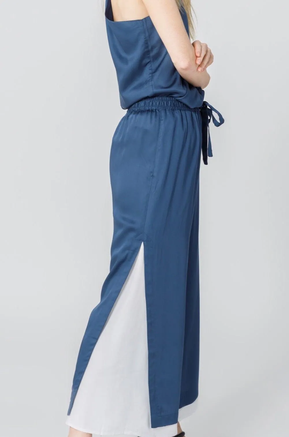 Bamboo Viscose Wide Leg Side Panel Pants