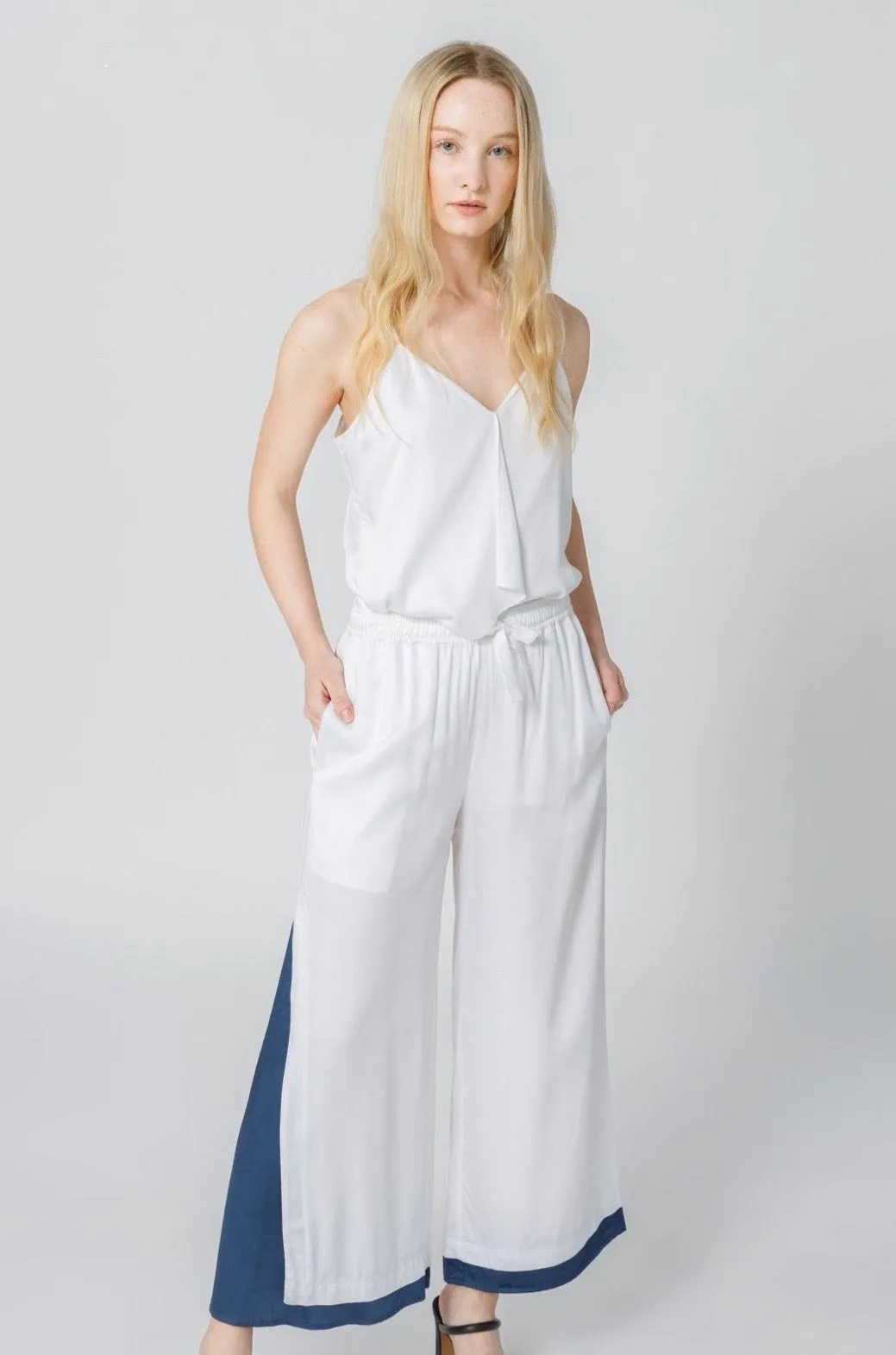 Bamboo Viscose Wide Leg Side Panel Pants