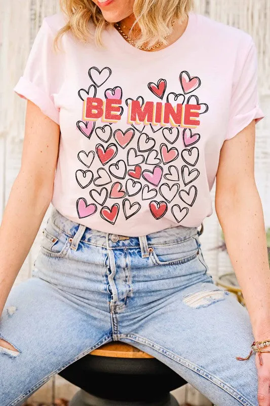 BE MINE HEART DOODLE GRAPHIC TEE