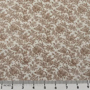 Beige on White Floral Line Cotton Print