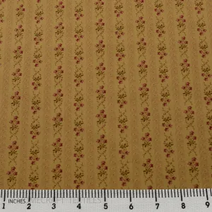 Beige Posy Stripe Cotton Print