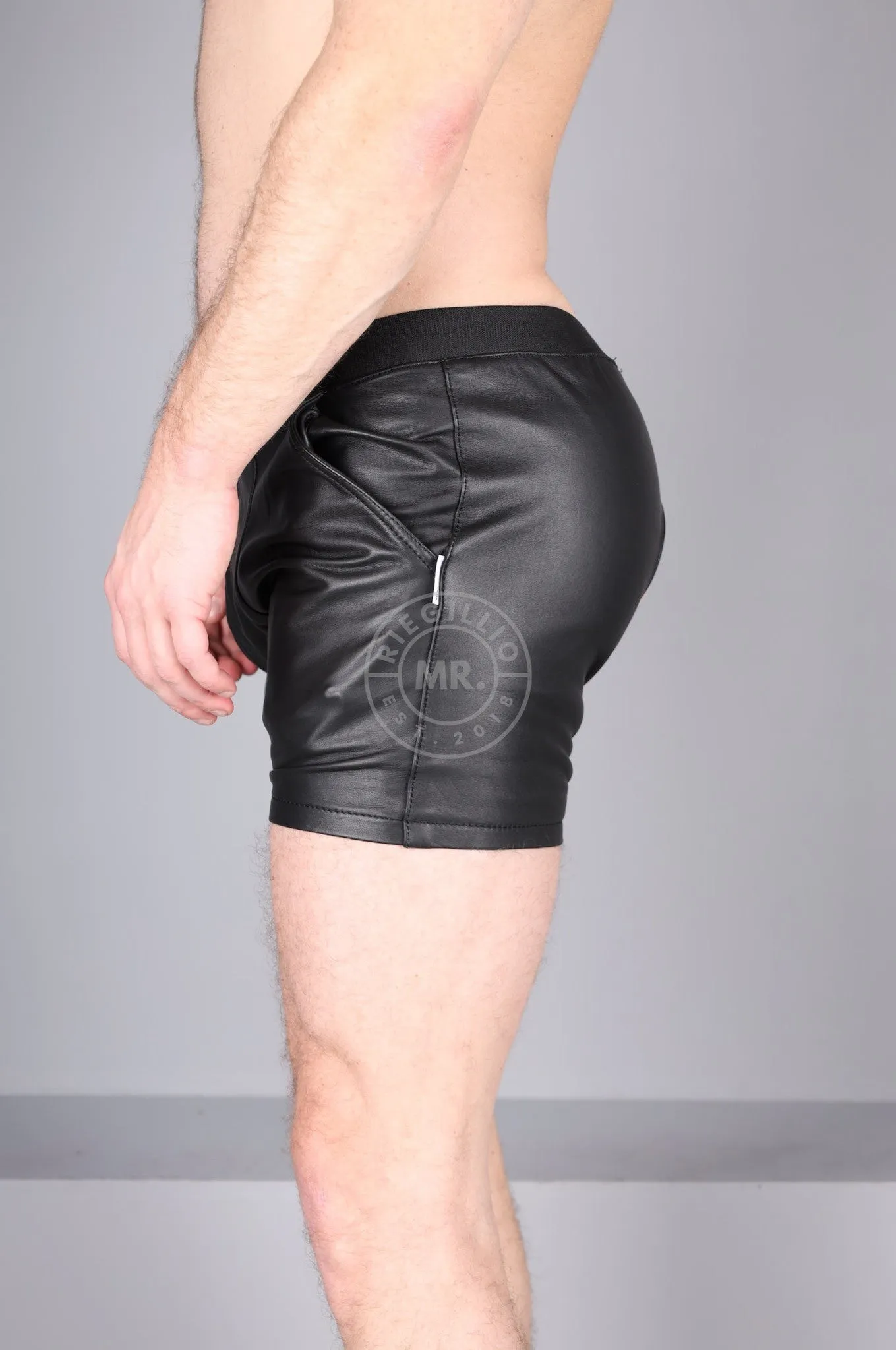 Berlin Black Leather Boxershort - Open Back