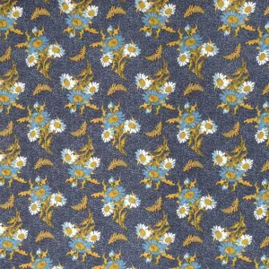 Blank Quilting Flowers Daisy on Navy Cotton Prints