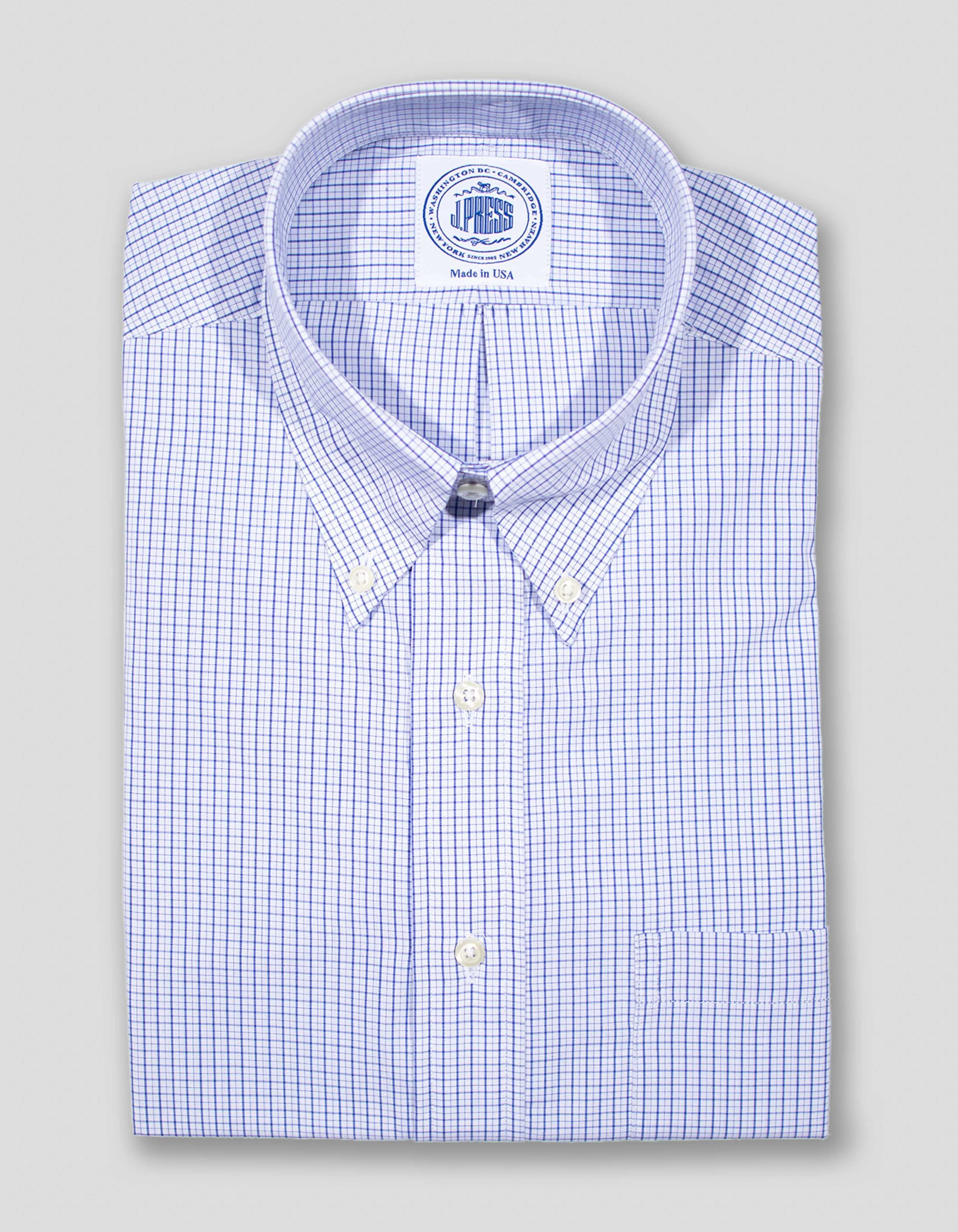 BLUE MULTI TATTERSAL DRESS SHIRT