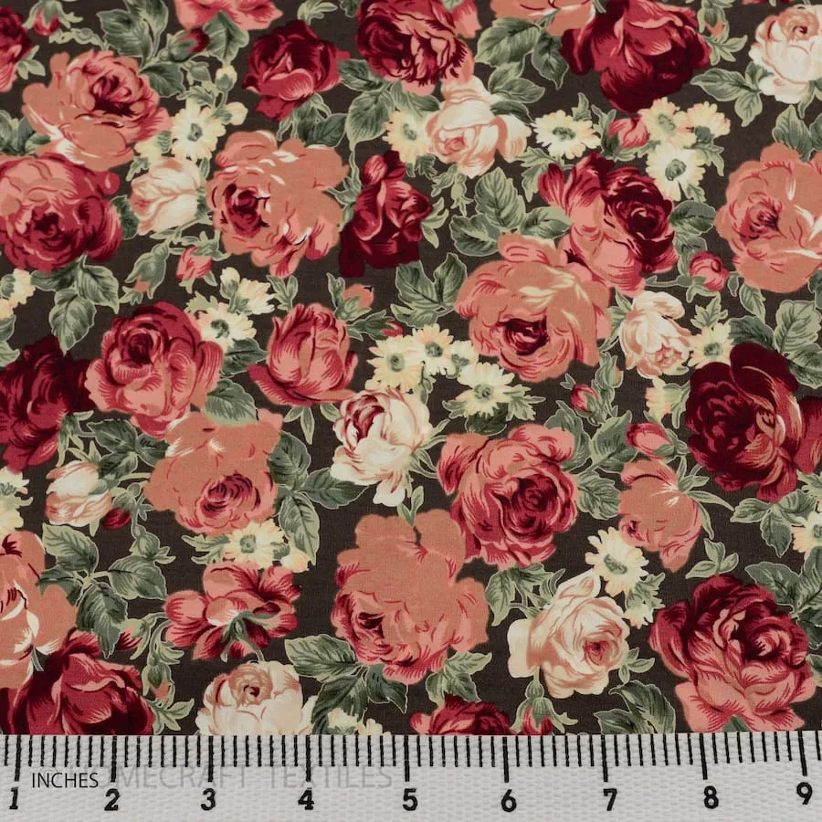 Blush Large Rose Floral Cotton Print