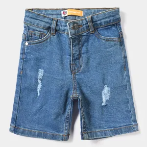 Boys Denim Stretch Short Grinding-LT.Blue