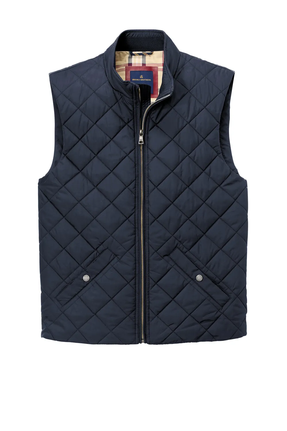 Brooks Brothers Mens Water Resistant Quilted Full Zip Vest - Night Navy Blue