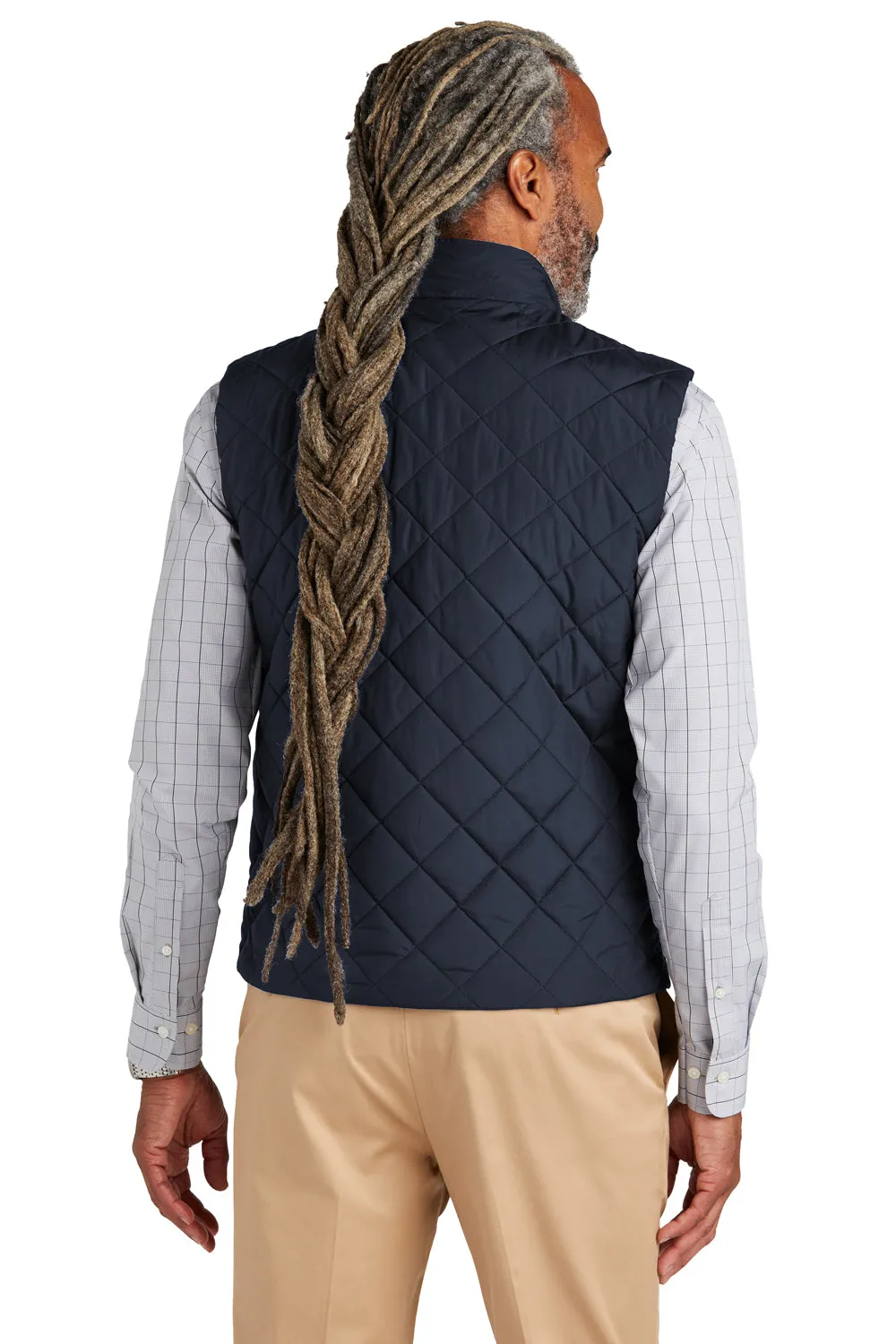 Brooks Brothers Mens Water Resistant Quilted Full Zip Vest - Night Navy Blue