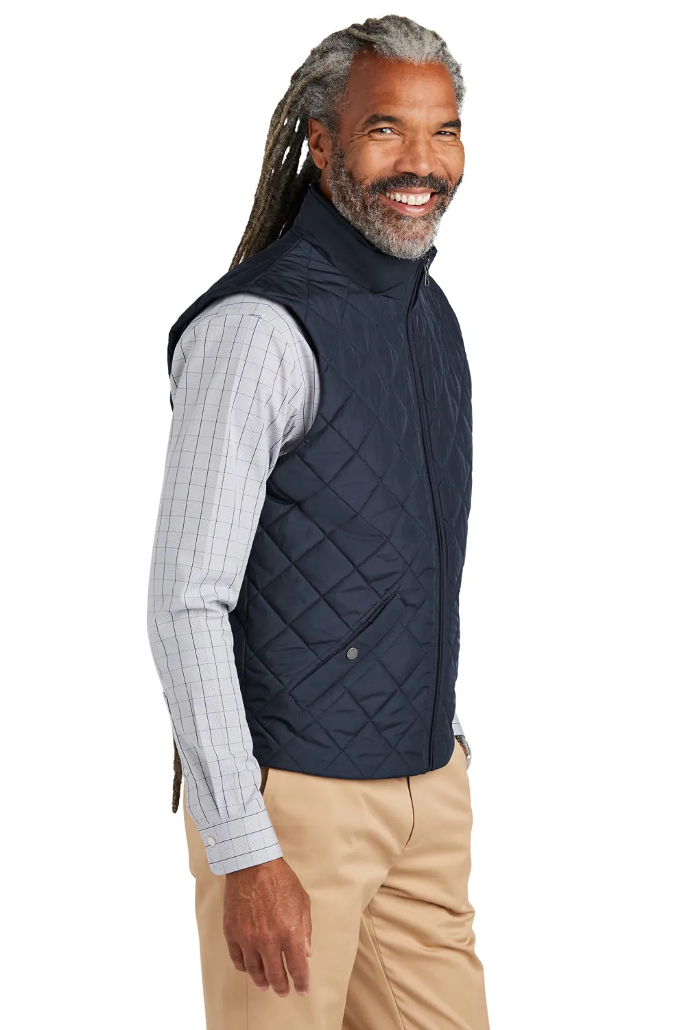 Brooks Brothers Mens Water Resistant Quilted Full Zip Vest - Night Navy Blue