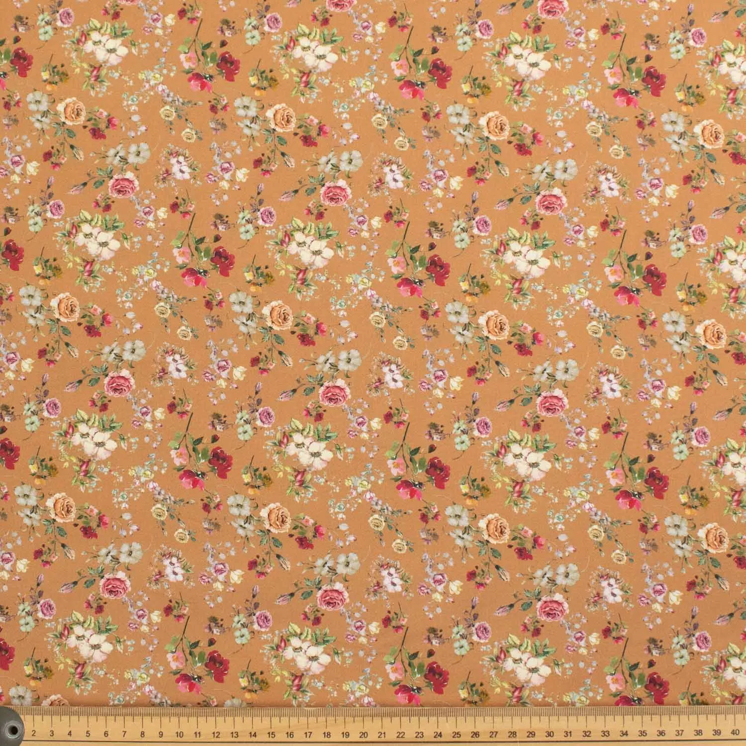 Brown Floral Vintage Cotton Print