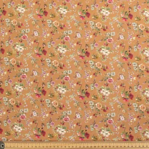 Brown Floral Vintage Cotton Print