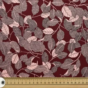 Burgundy Leaf Fall Cotton Print