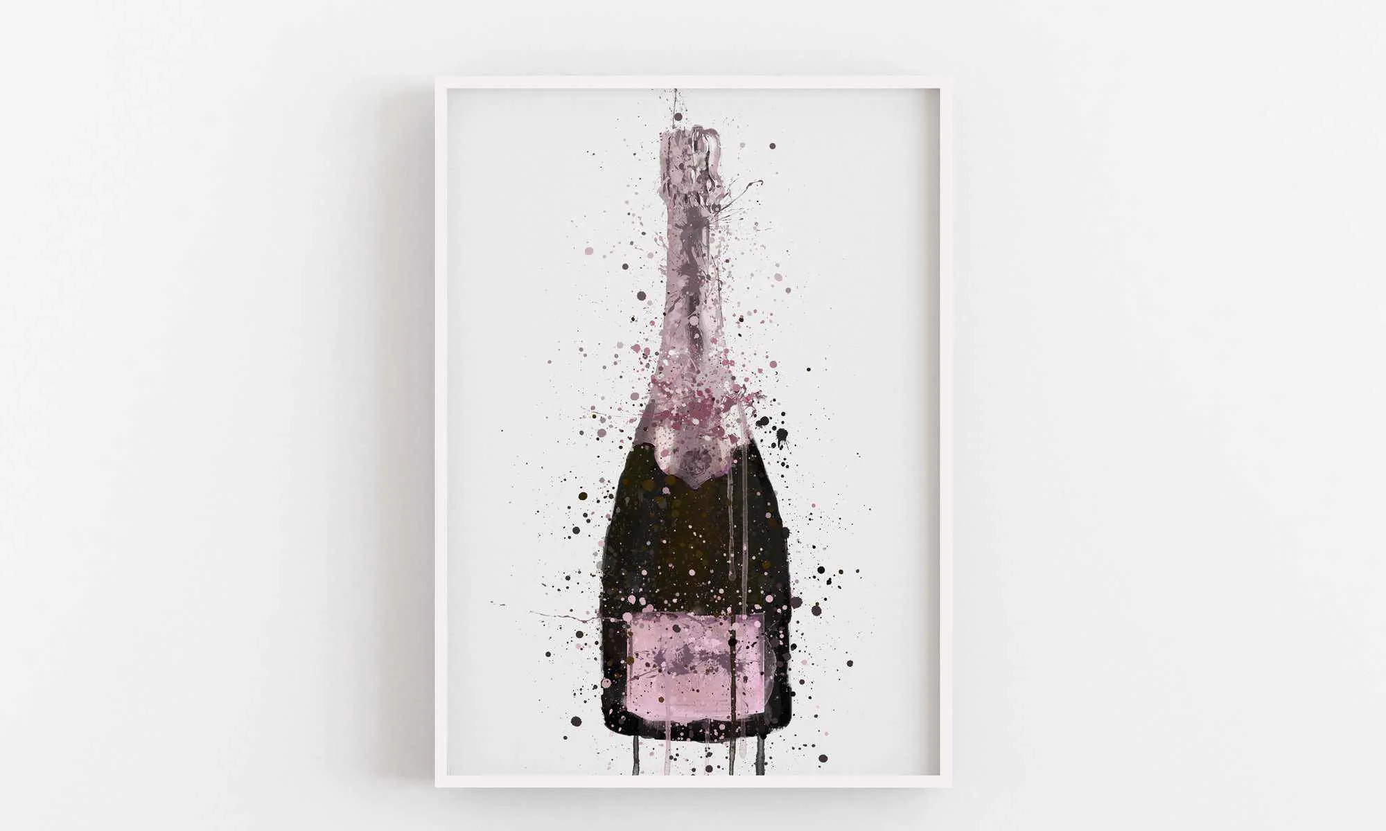 Champagne Bottle Wall Art Print 'Cosmic Rose'