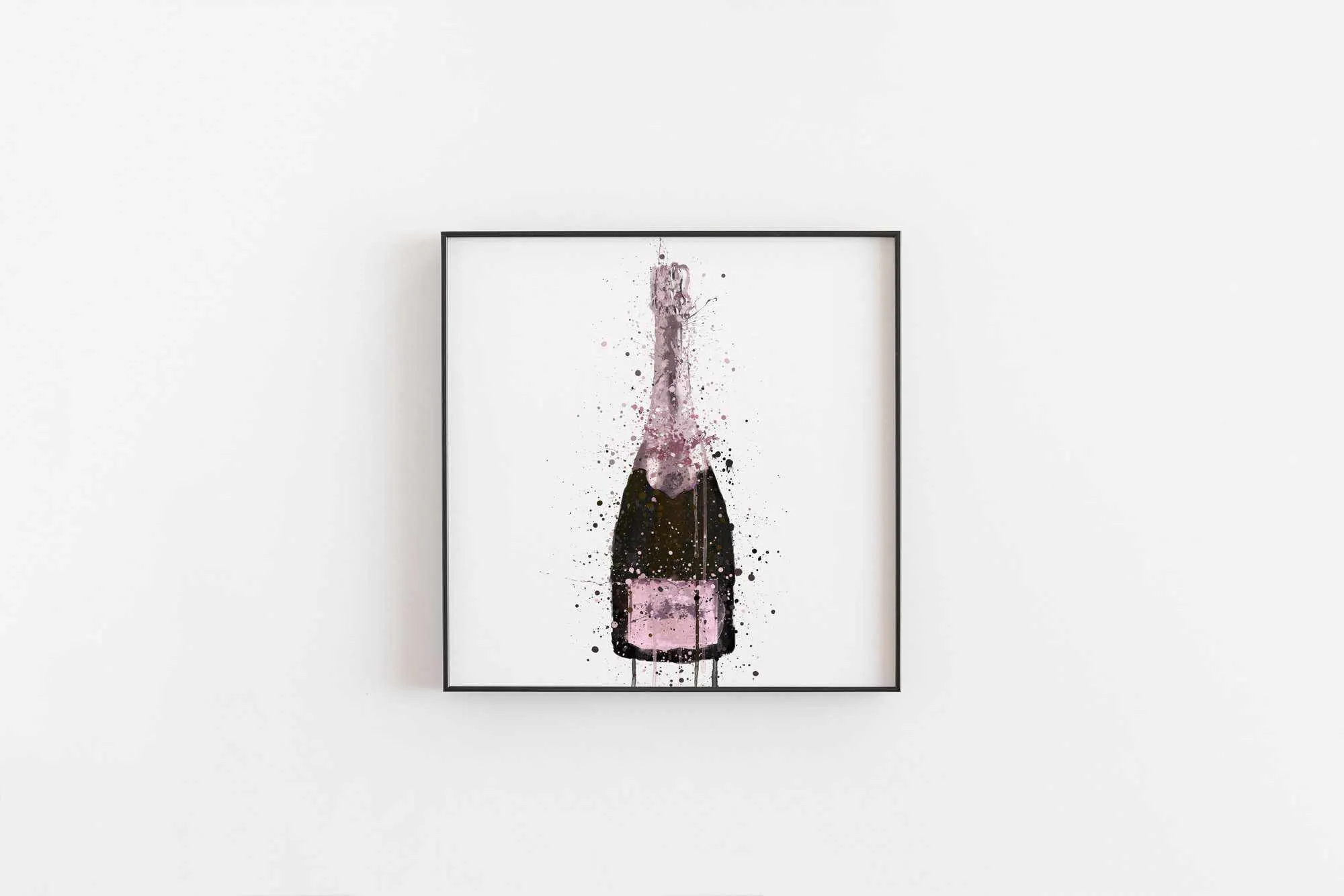 Champagne Bottle Wall Art Print 'Cosmic Rose'