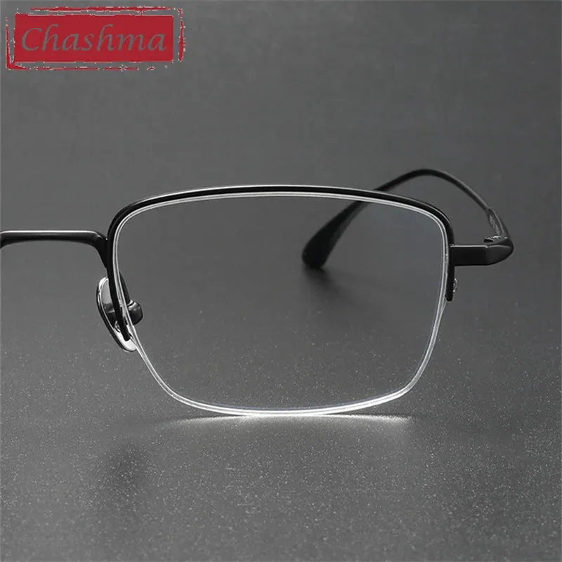 Chashma Ottica Men's Semi Rim Square Small Titanium Eyeglasses 13319