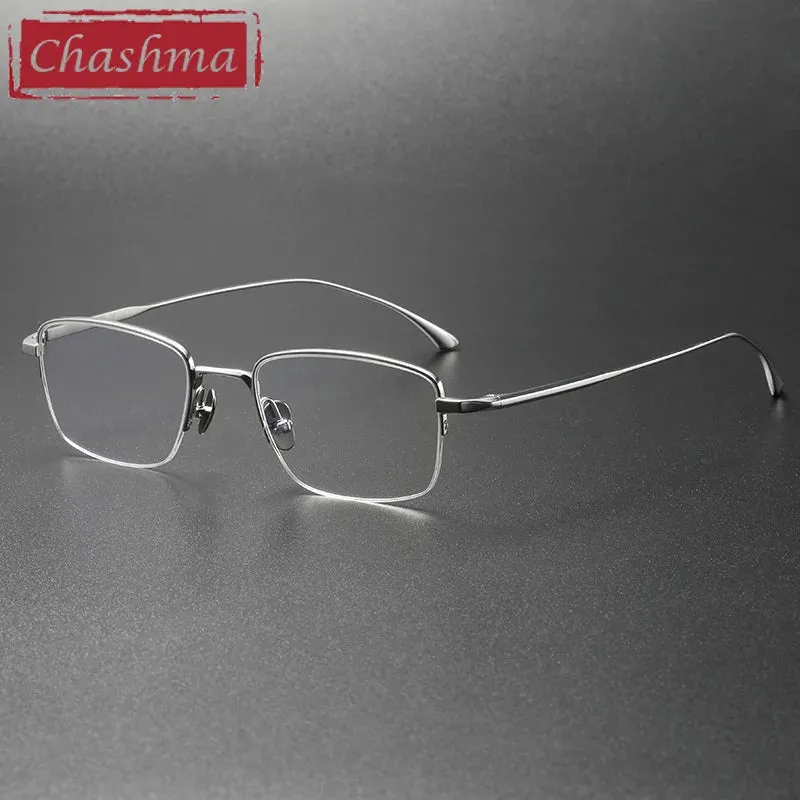 Chashma Ottica Men's Semi Rim Square Small Titanium Eyeglasses 13319