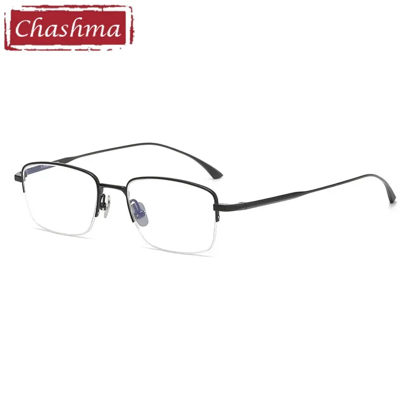 Chashma Ottica Men's Semi Rim Square Small Titanium Eyeglasses 13319