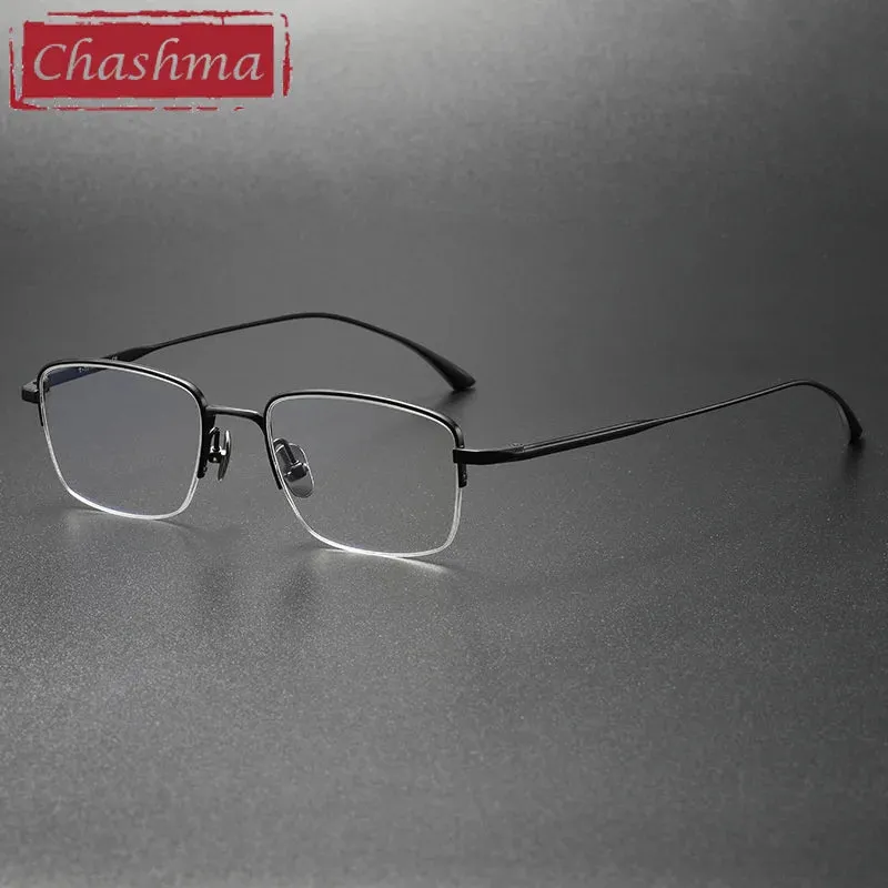 Chashma Ottica Men's Semi Rim Square Small Titanium Eyeglasses 13319