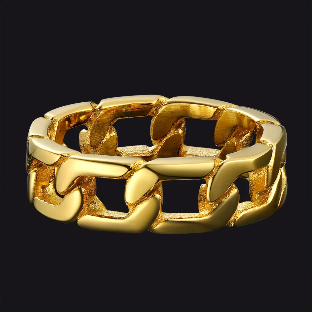 Chunky Cuban Link Ring For Men Stainless Steel