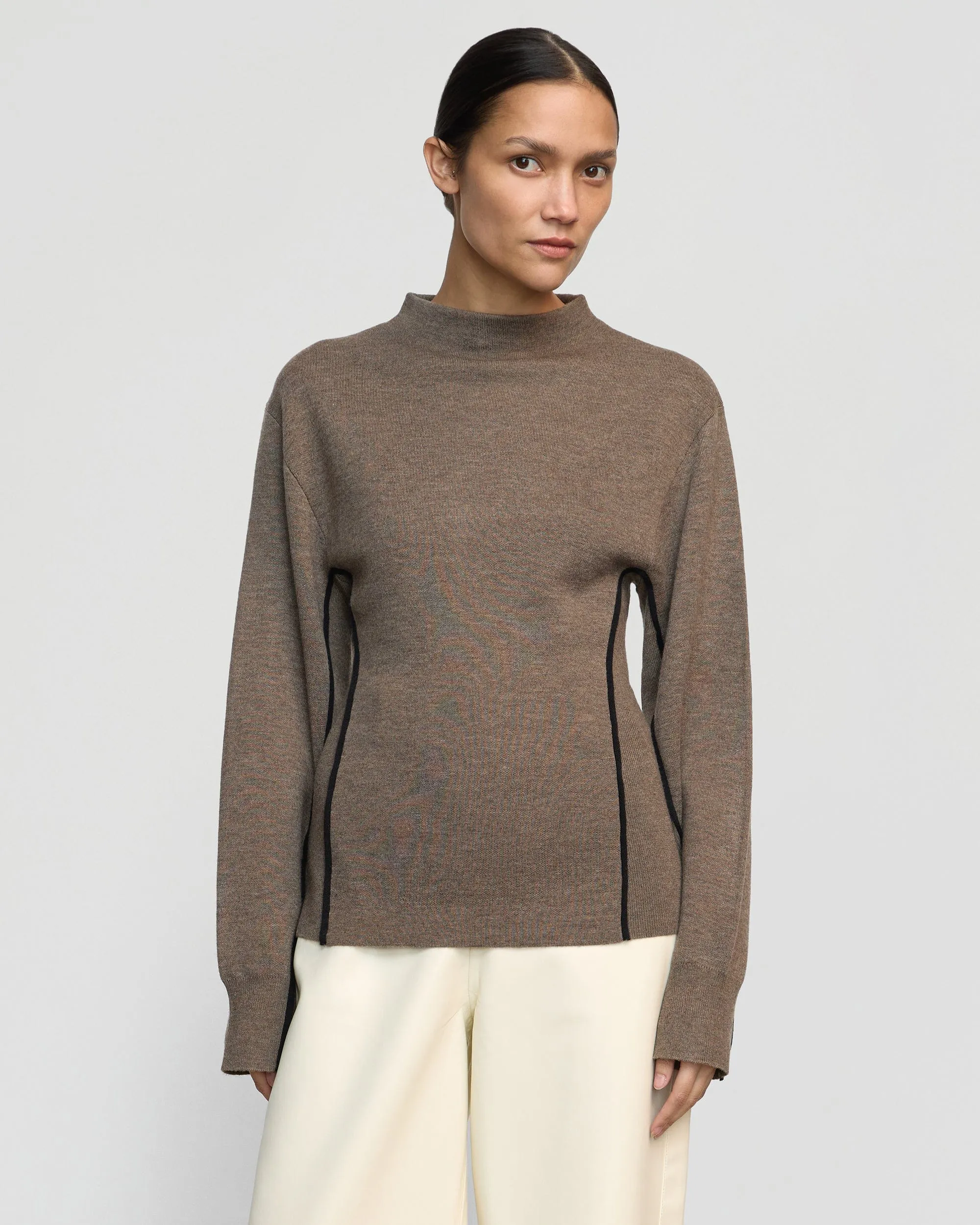 Clarice Contrast-Piping Sweater