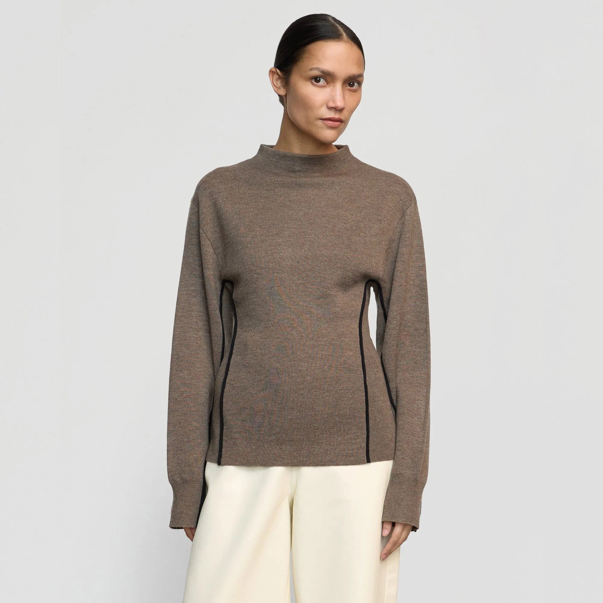 Clarice Contrast-Piping Sweater