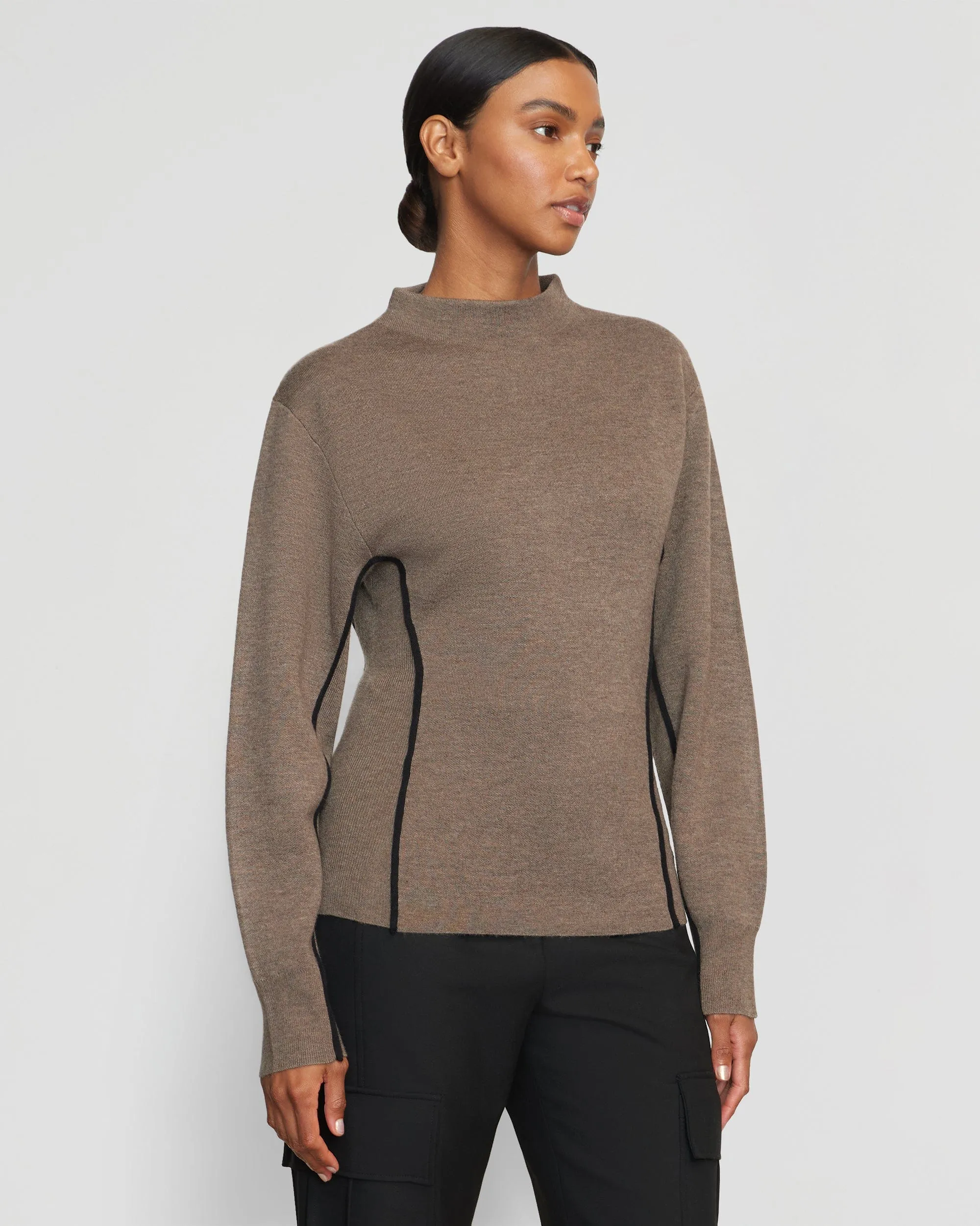 Clarice Contrast-Piping Sweater