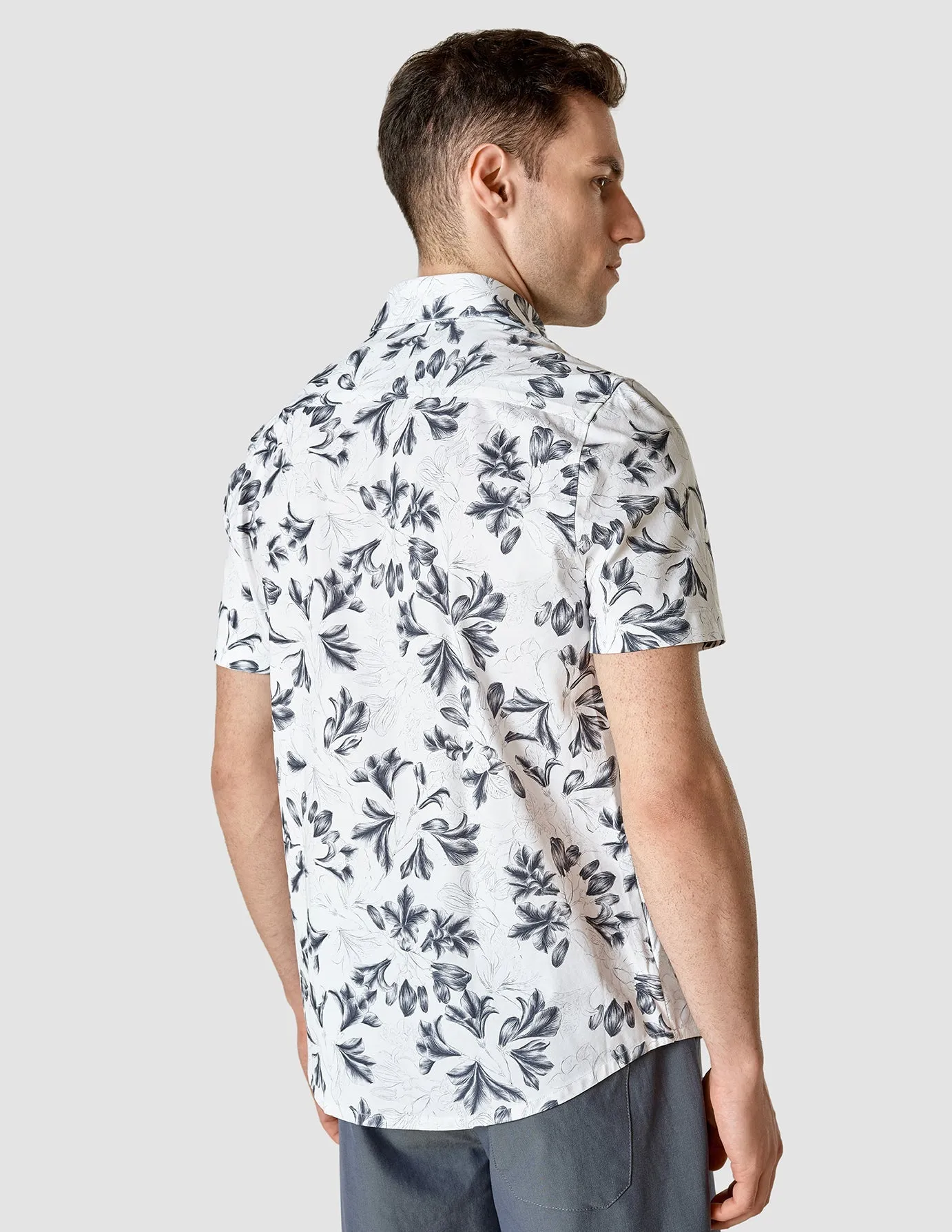 Classic Short Sleeve Shirt Navy Flower