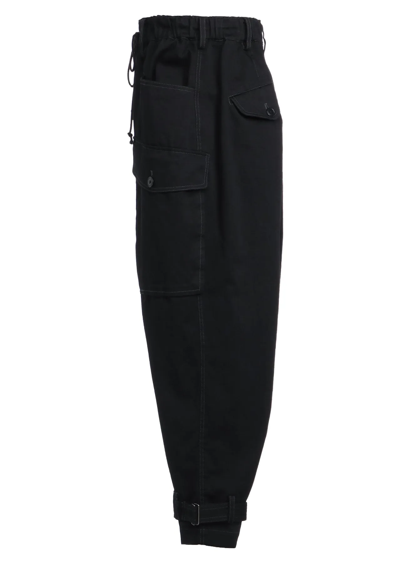 COTTON DRILL CARGO PANTS WITH BELTED HEMS