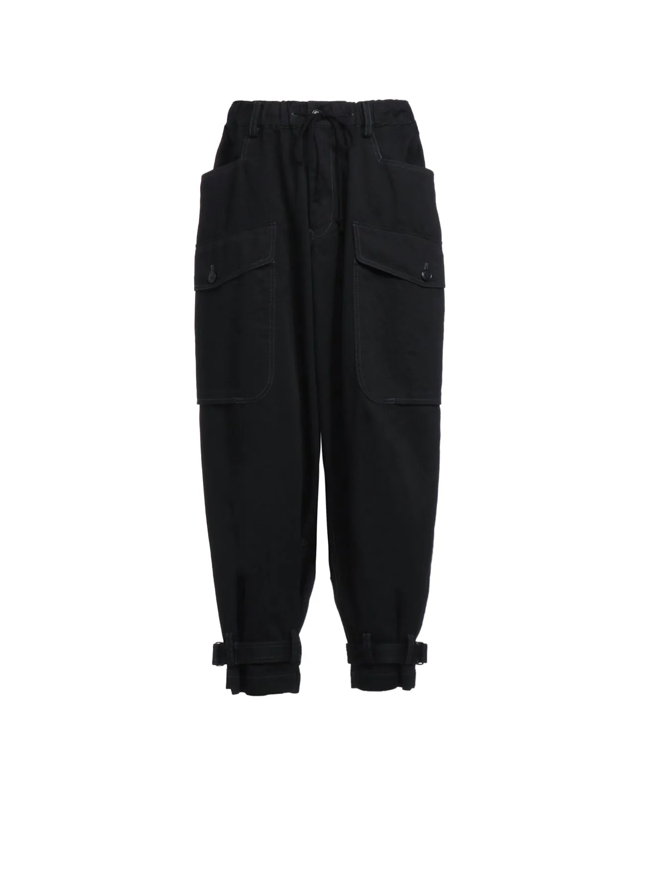 COTTON DRILL CARGO PANTS WITH BELTED HEMS