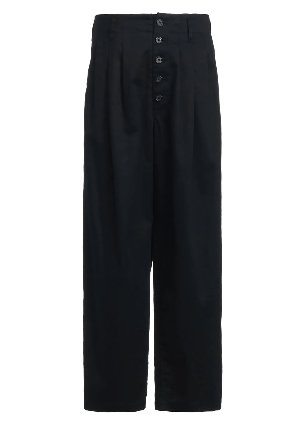 COTTON TWILL 3-TUCK WIDE TROUSERS WITH SIDE STRIPES