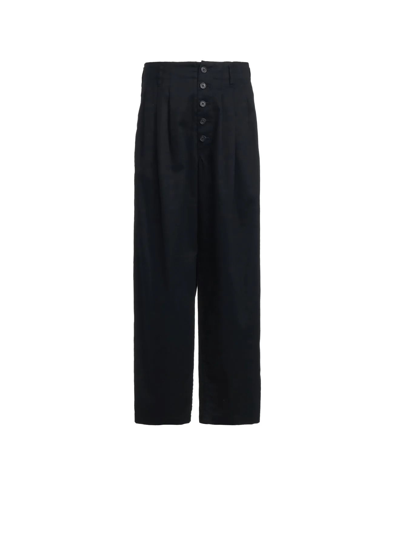 COTTON TWILL 3-TUCK WIDE TROUSERS WITH SIDE STRIPES