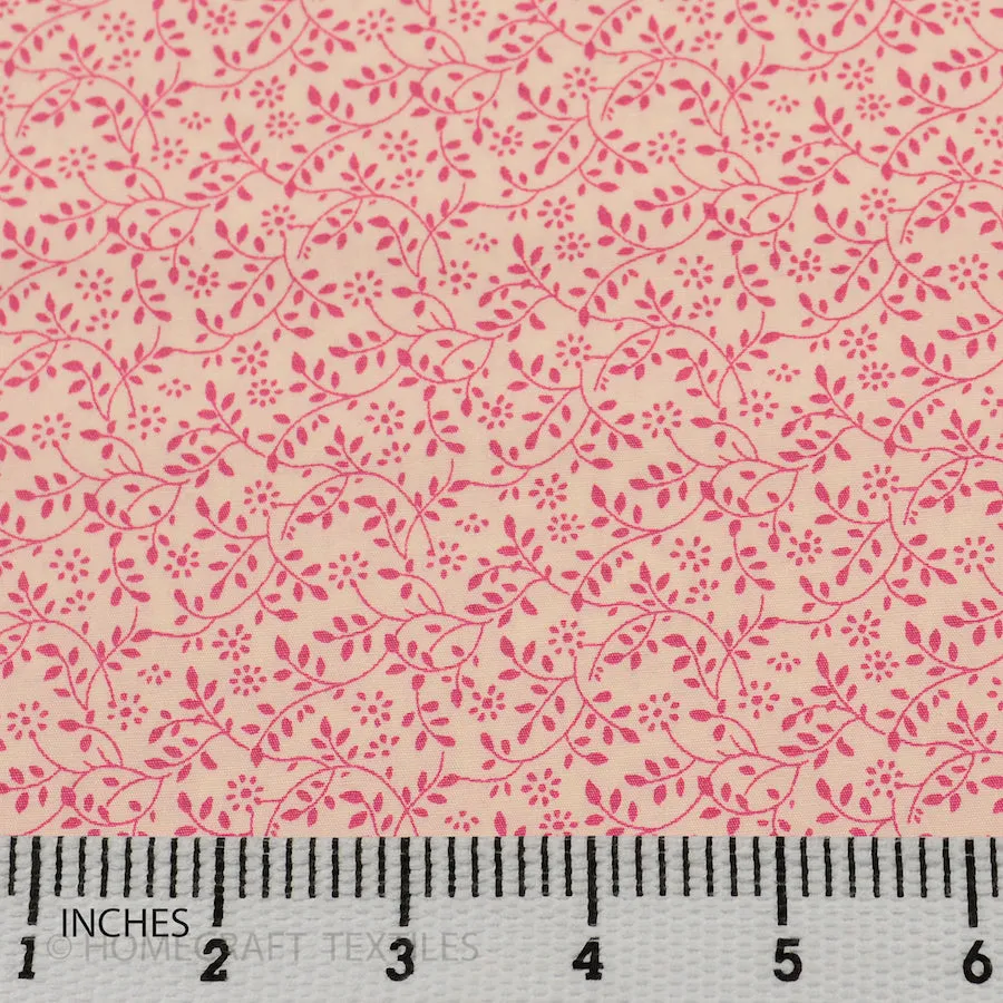 Cream & Pink Vine Flutter Cotton Print