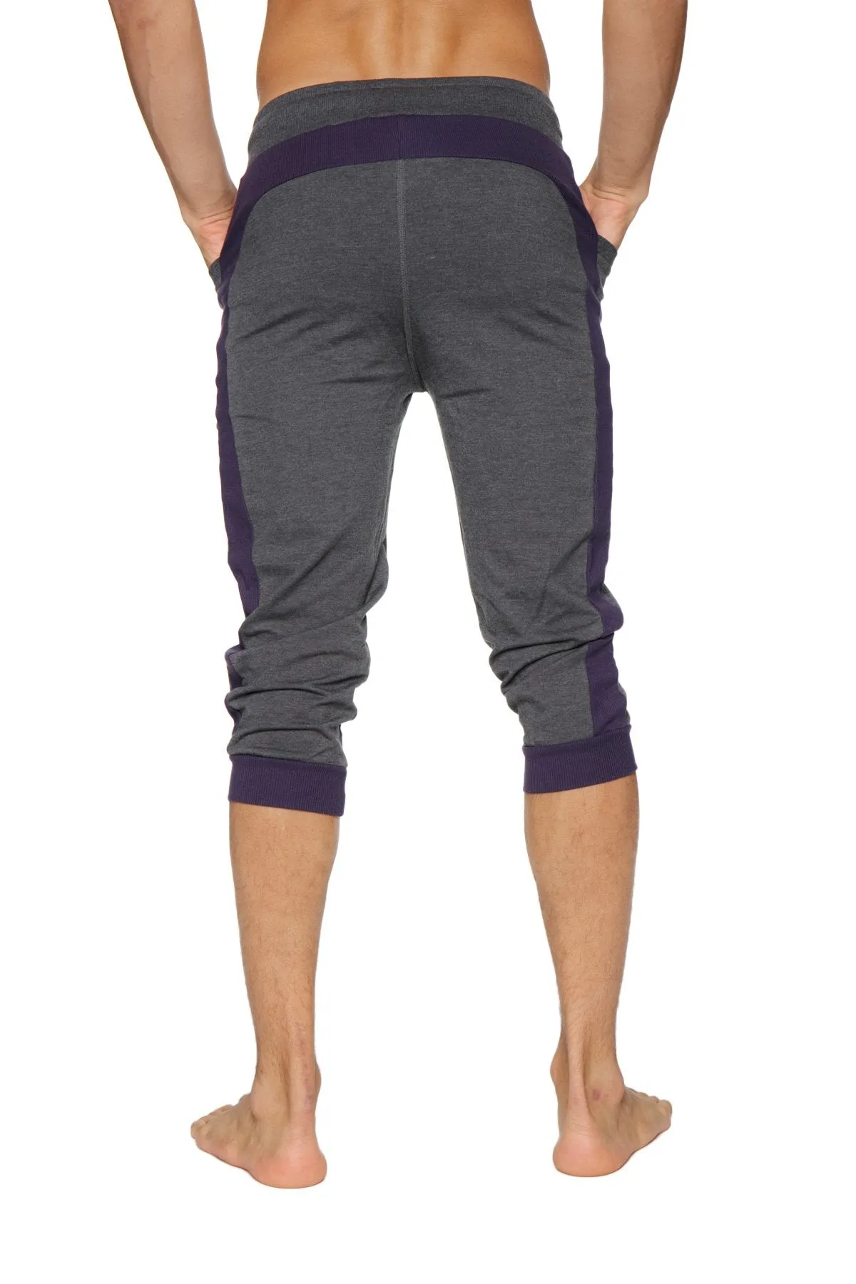 Cuffed Yoga Pants (Charcoal w/Eggplant)