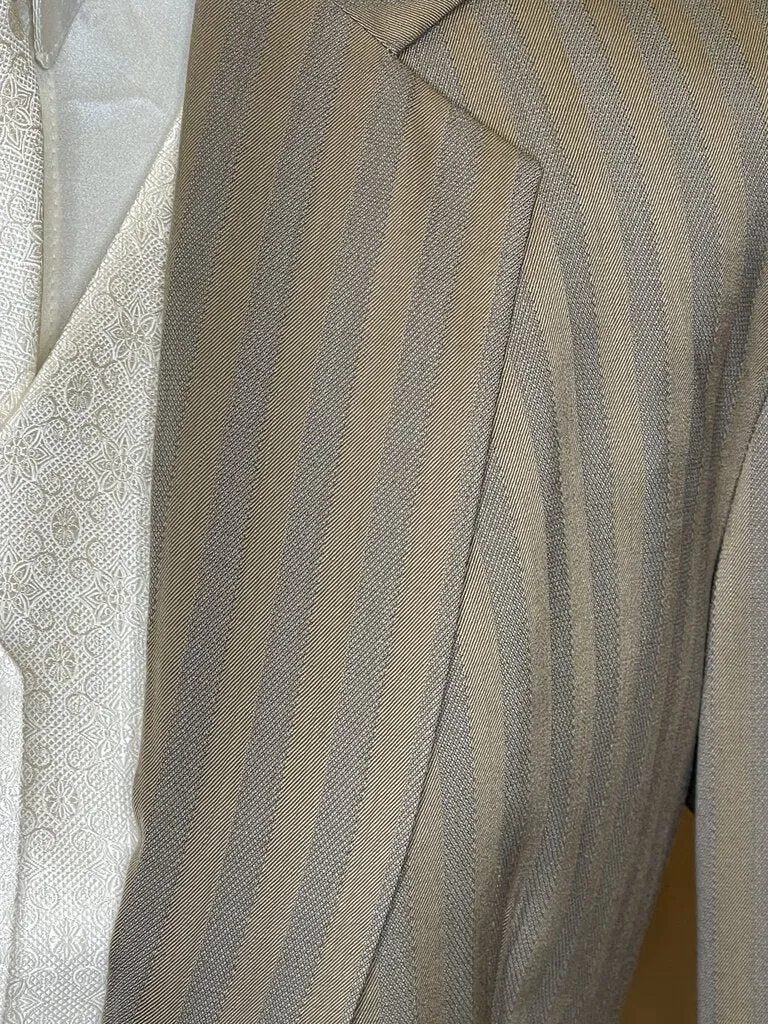 DAY SUIT CARL MEYERS CAMEL WITH DARKER STRIPE