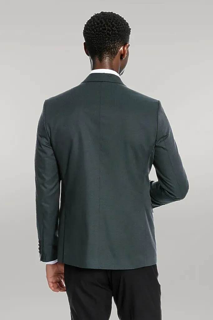 Dot Patterned Dark Green Men Tuxedo - Wessi