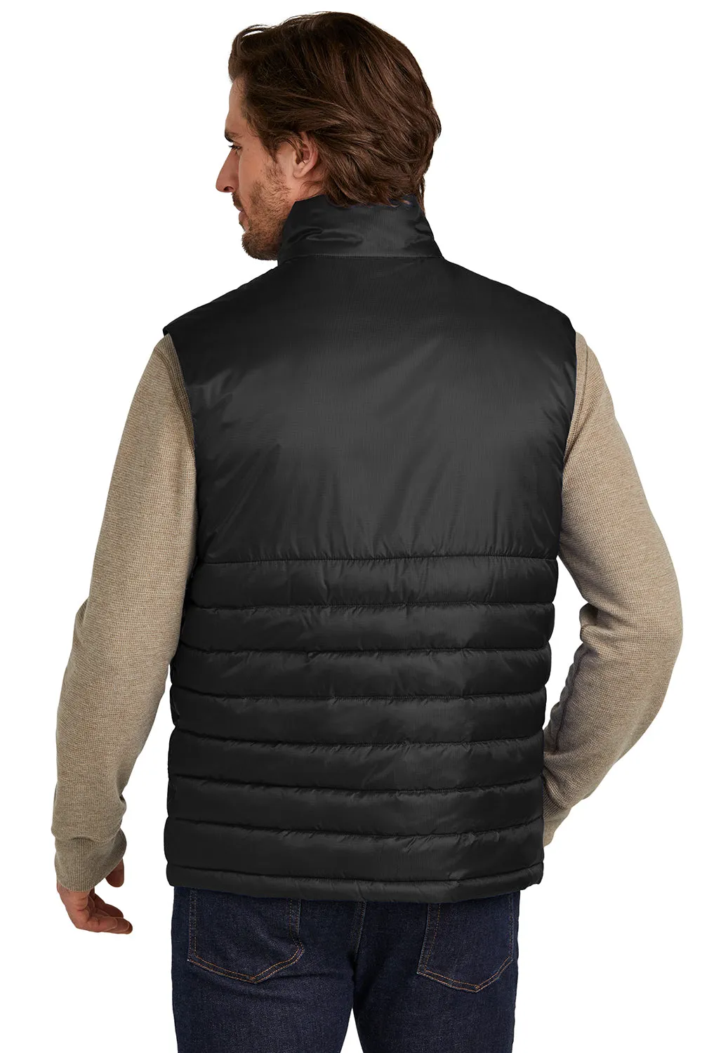 Eddie Bauer Mens Water Resistant Quilted Full Zip Vest - Deep Black