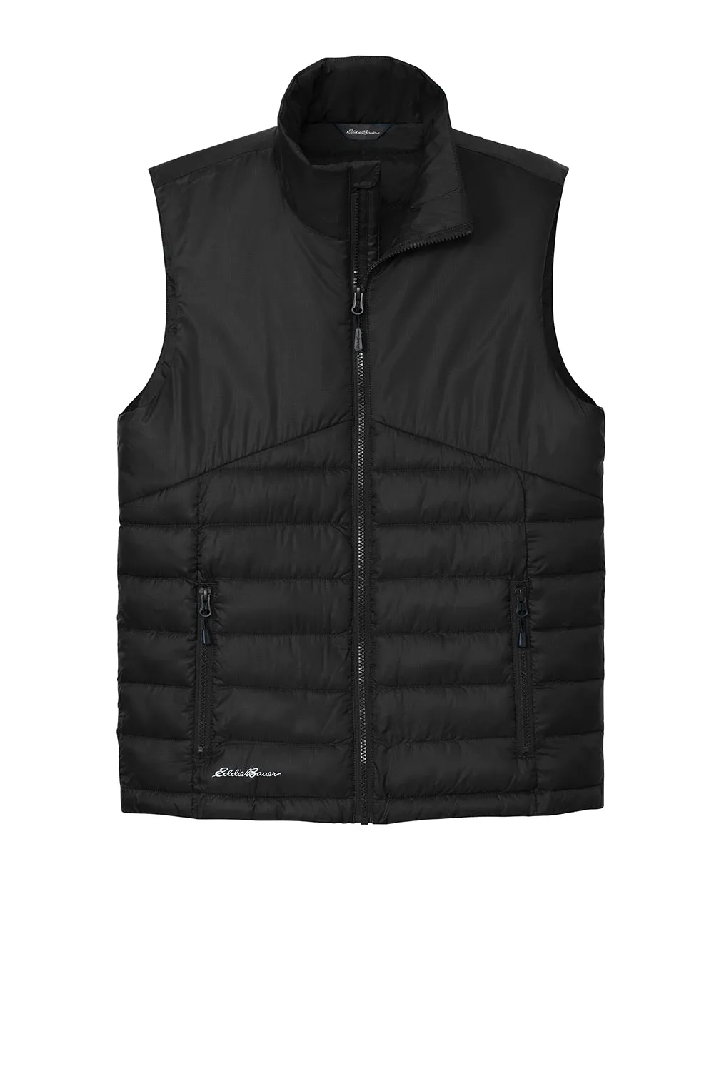 Eddie Bauer Mens Water Resistant Quilted Full Zip Vest - Deep Black