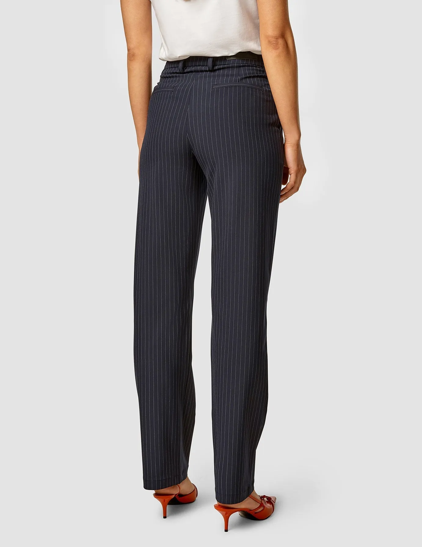 Essential Pants Straight Navy Pinstripe