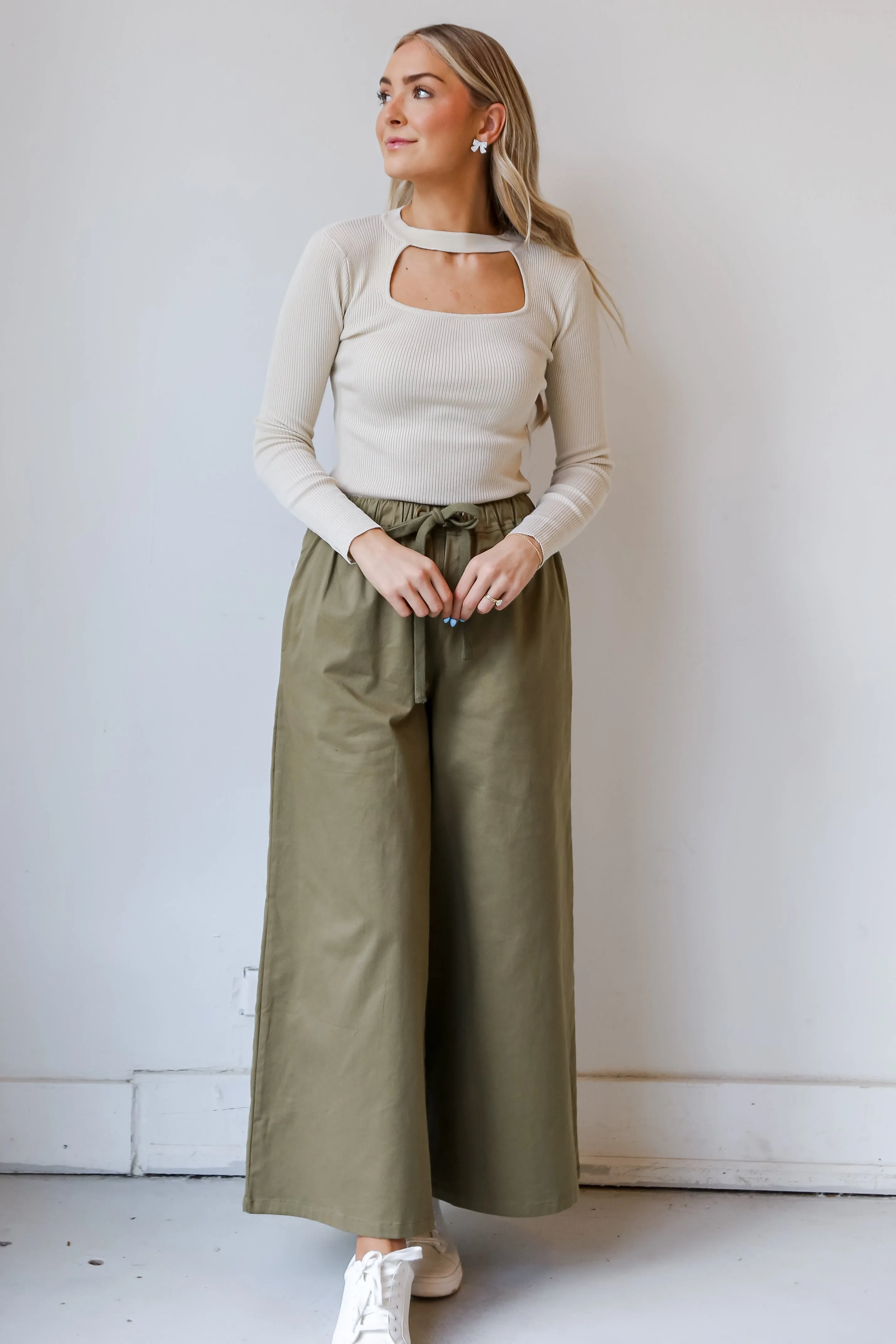 FINAL SALE - Enhanced Energy Olive Wide Leg Pants