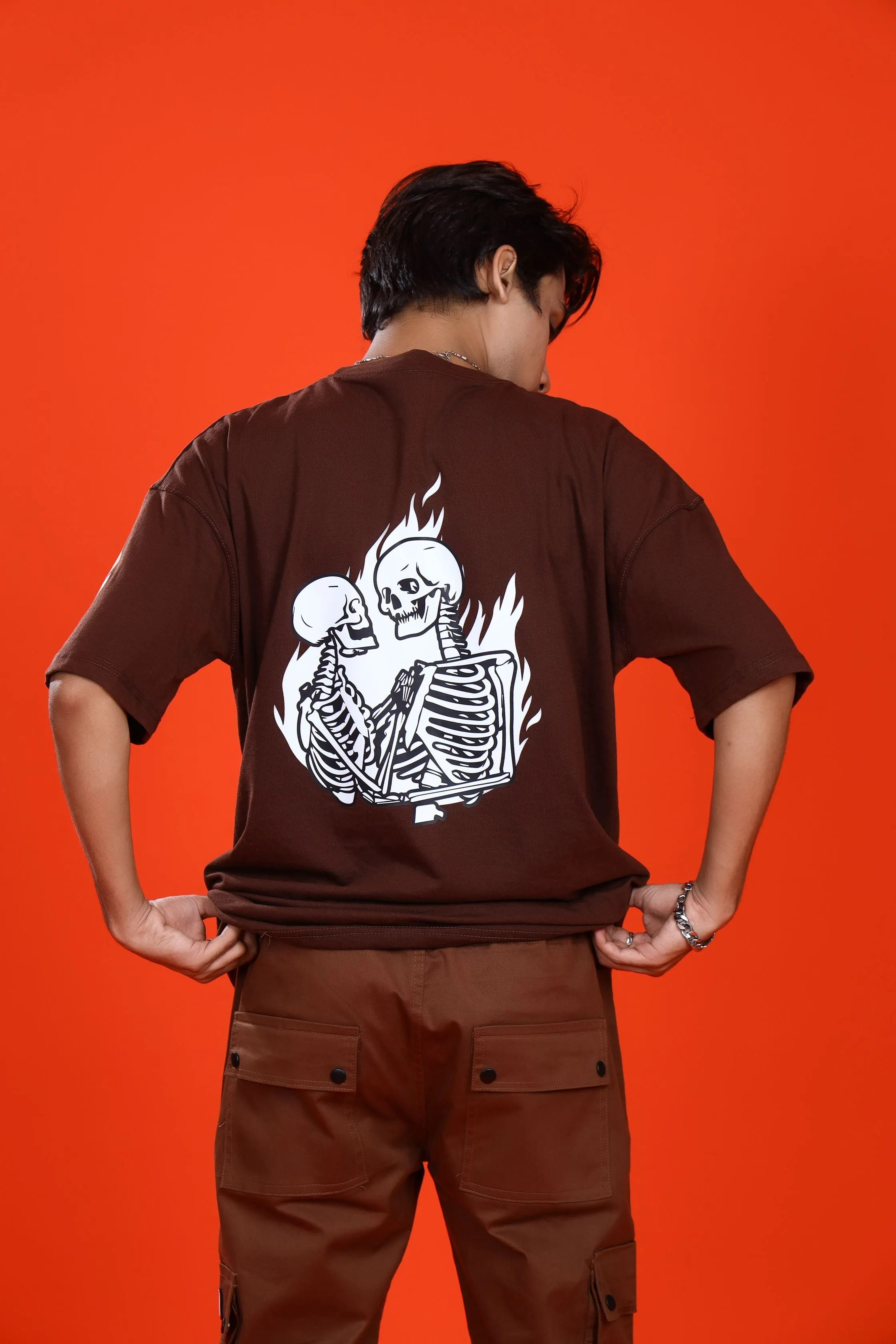 FLAMING SKULL OVERSIZED T-SHIRT