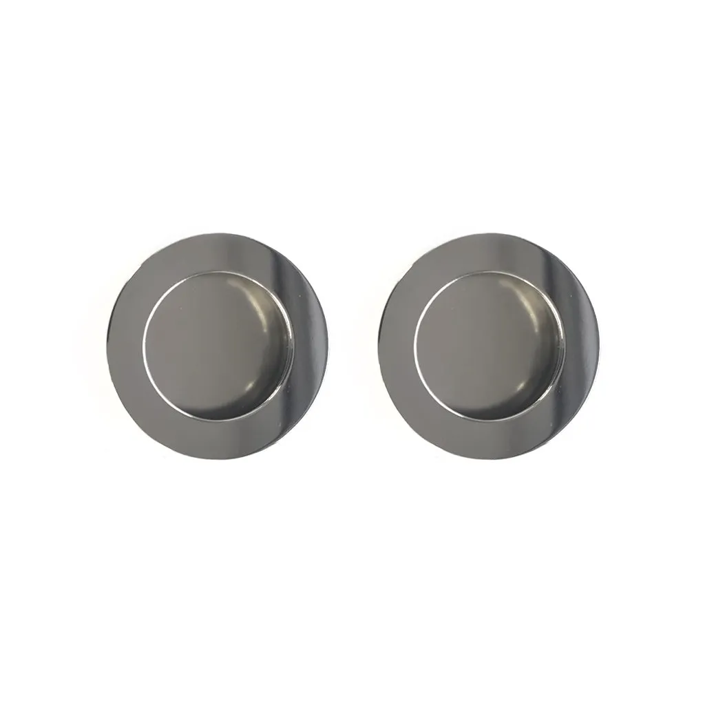 Four Pairs of Anniston 50mm Sliding Door Round Flush Pulls - Polished Stainless Steel